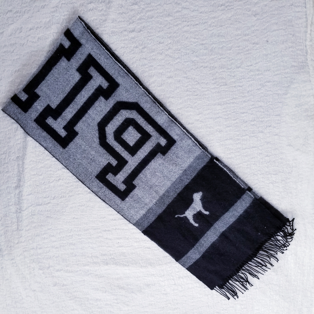 PINK Victoria's Secret Dog Logo Scarf Black Gray - Picture 5 of 8